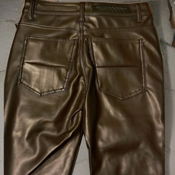Rockstar Original Petrus Brown PU Stacked Flare Leather Jean Men's size 32 - Picture 10 of 11